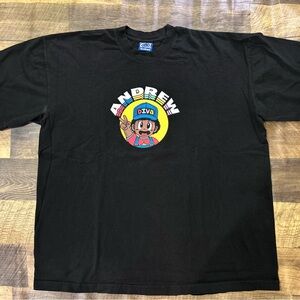 Black Graphic T-Shirt with Cartoon Design “Andrew”